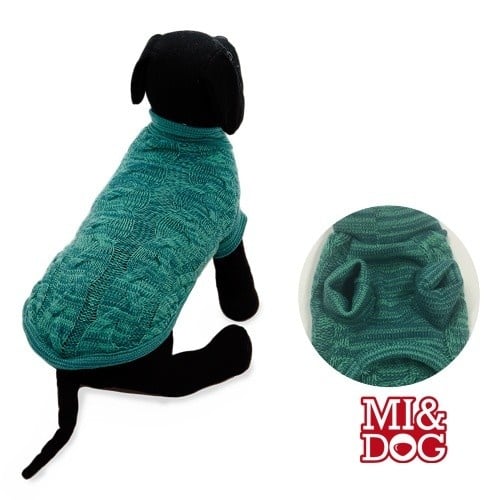 Suéter trançado turquesa para cães