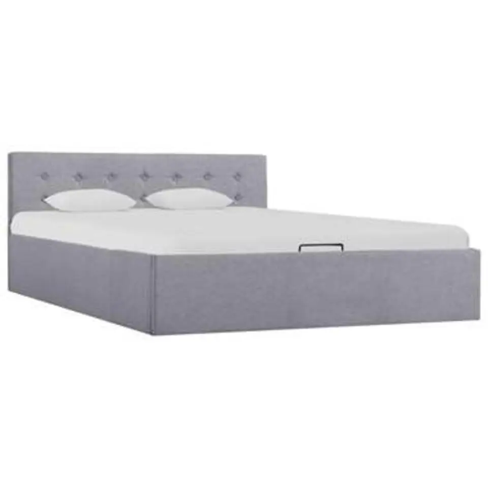 vidaXL - Bed met opbergruimte - Hydraulische - lichtgrijs - Stof - 140x200 cm