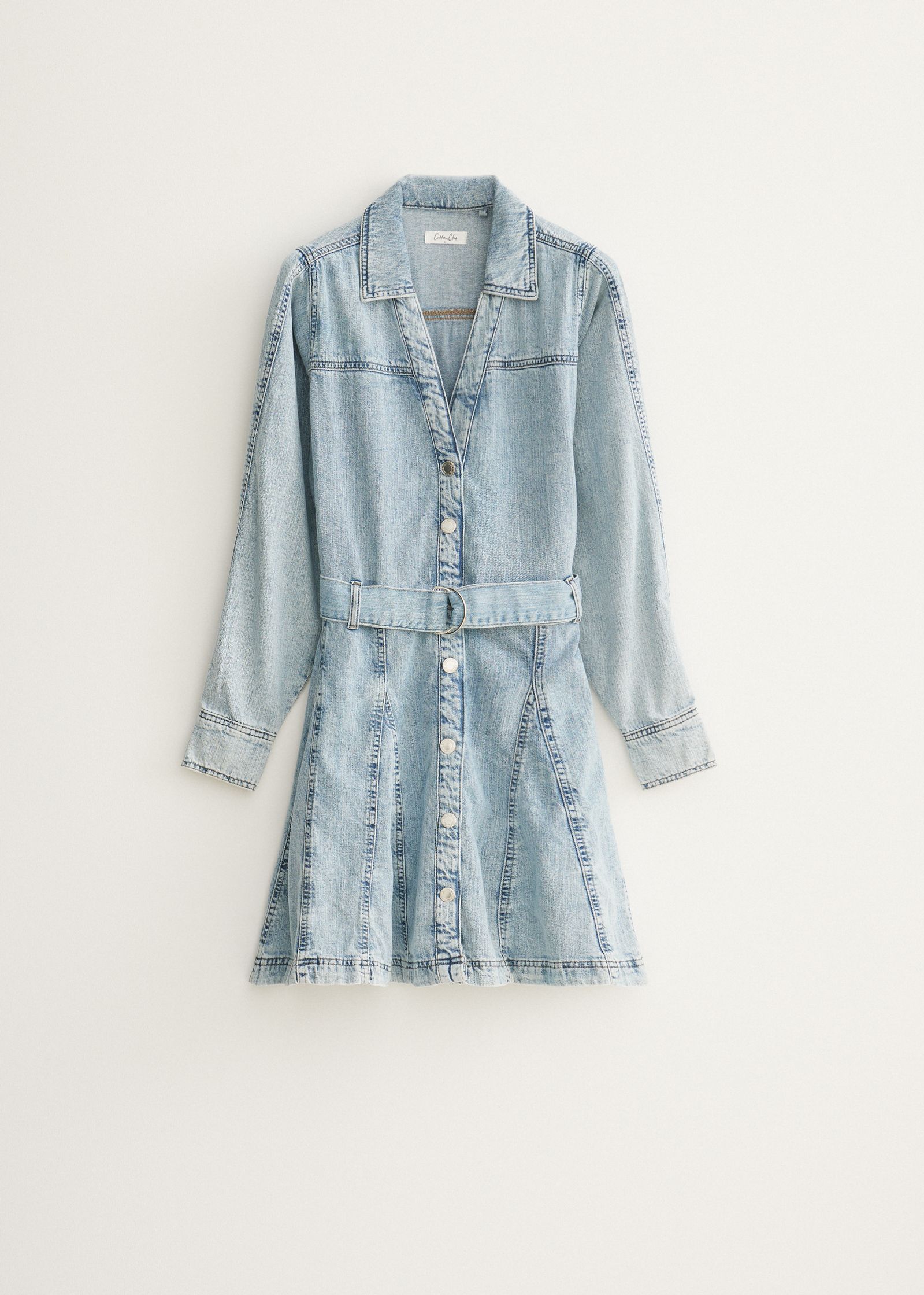Denim mini jurk met riem