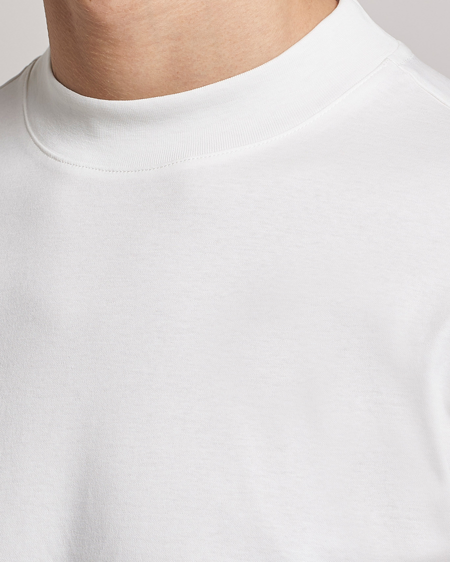 J.Lindeberg Ace Mock Neck Mercerized Cotton T-Shirt White