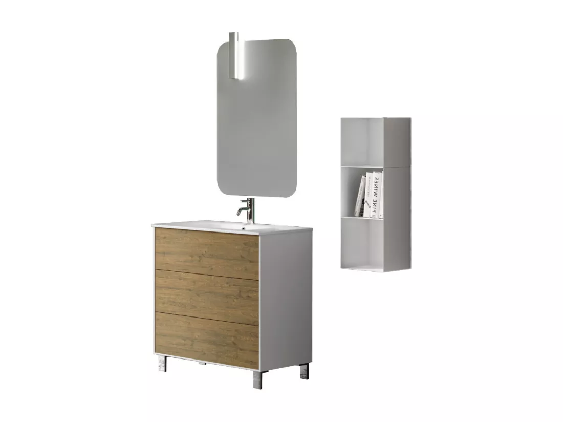Ensemble de salle de bain 4 pièces IGEA chêne miel