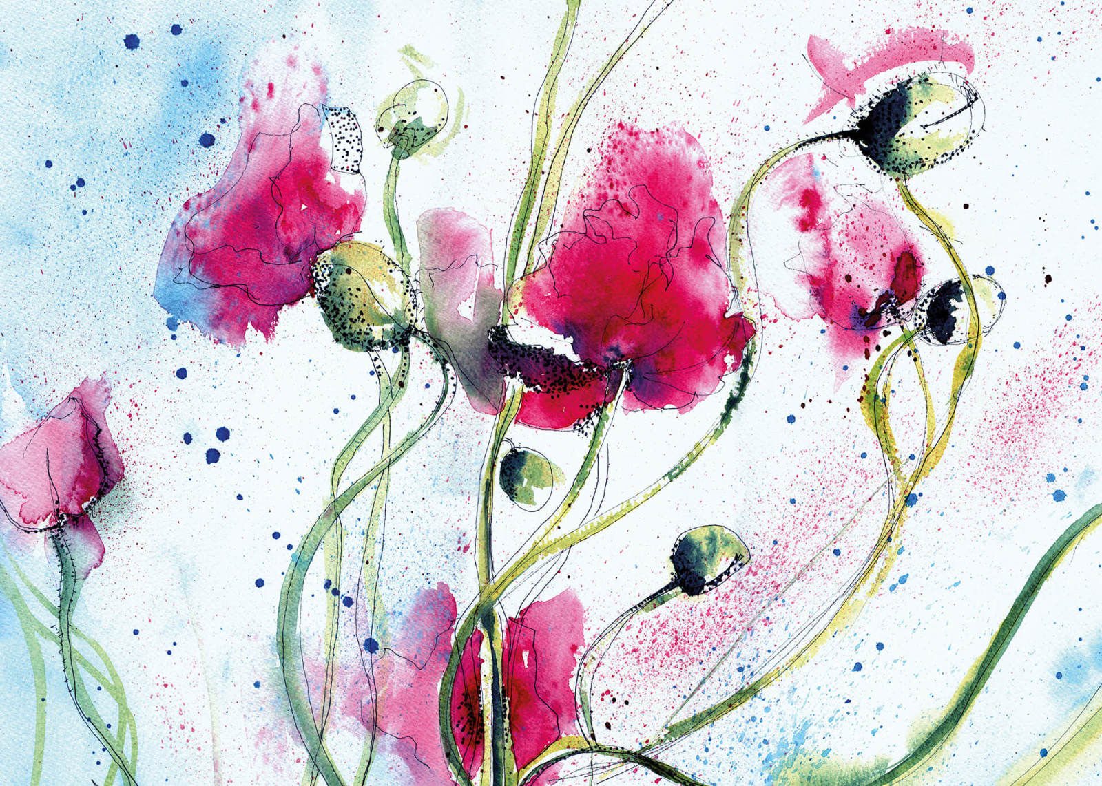 Leinwandbild WASSERFARBEN - weiß-rosa - 70x50 cm