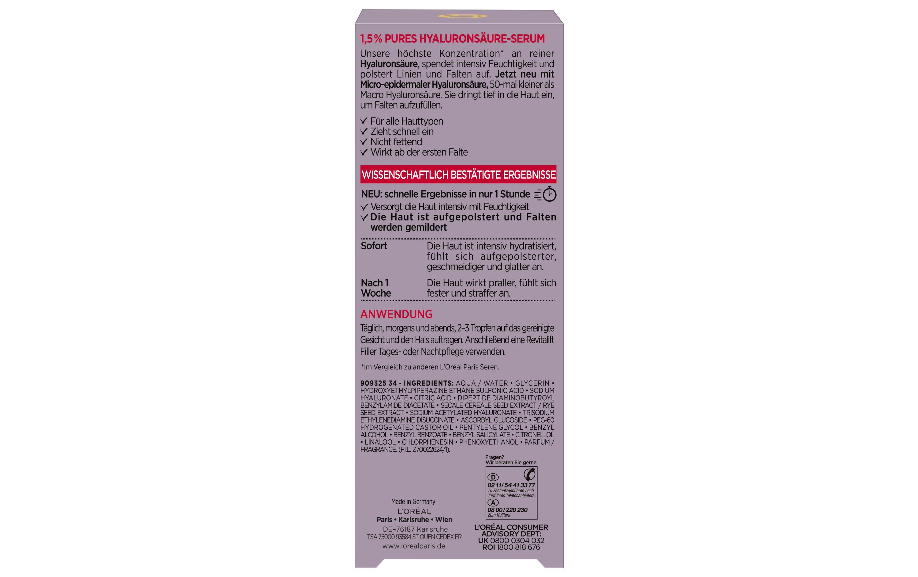 Revitalift Filler Anti-Falten Serum 30 mlAufpolsterndes Gesichtsserum
