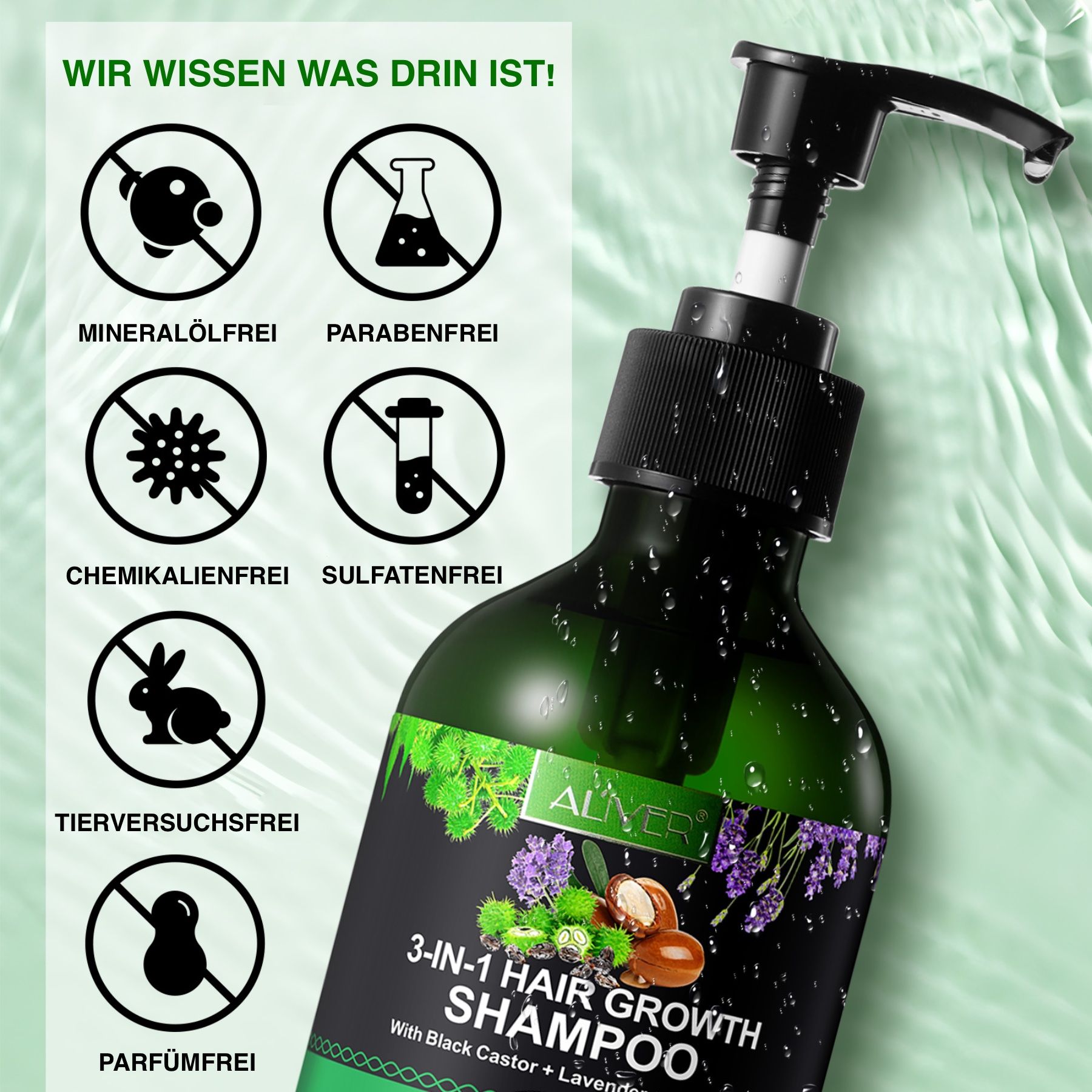 ALIVER 3-in-1 Rizinus Lavendel Argan  Haarshampoo