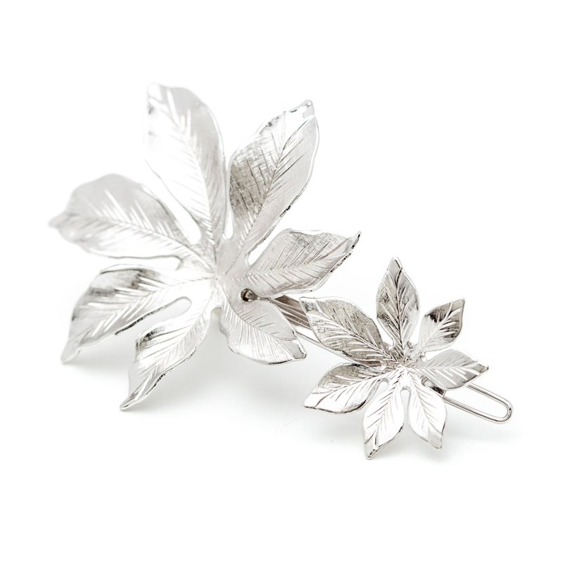 maxi barrette fleurs plaqué argent - CHLORIS