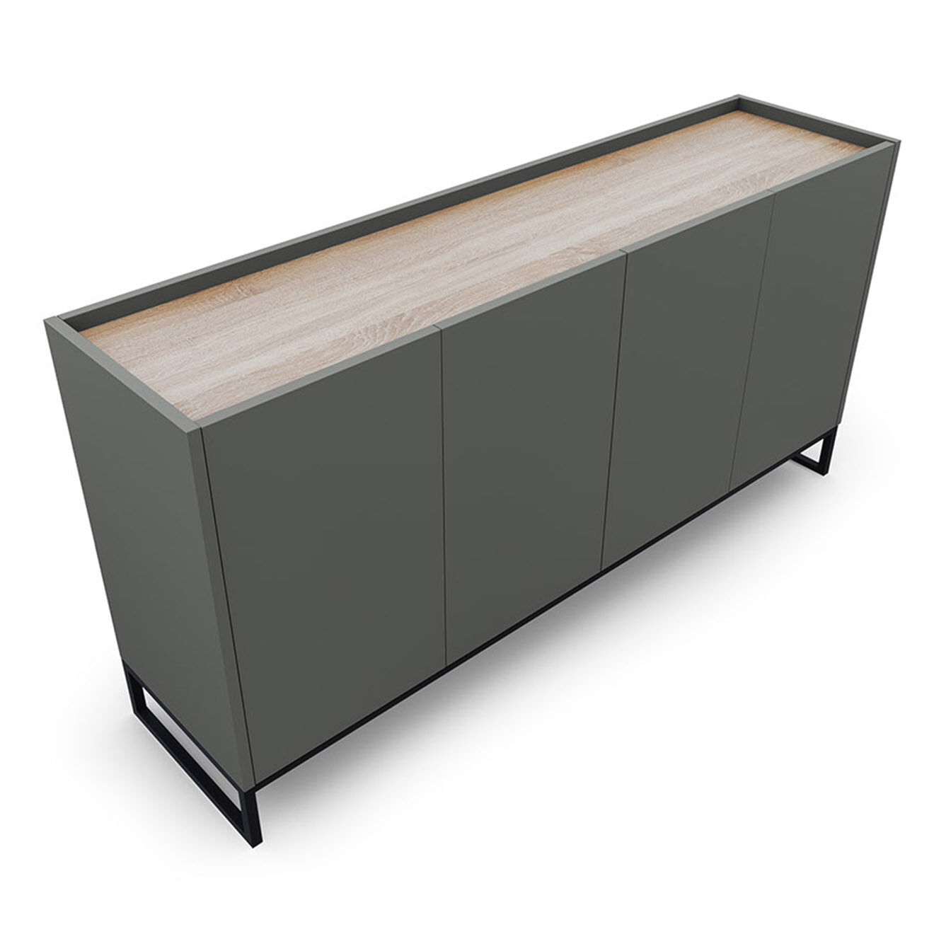 Windsor & Co Buffet Helene gris/chêne naturel - 160x40x80 cm