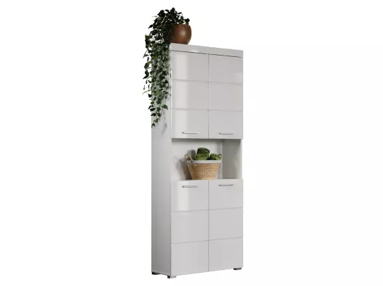 Colonne de salle de bain avec 2 portes coloris blanc brillant, blanc mat