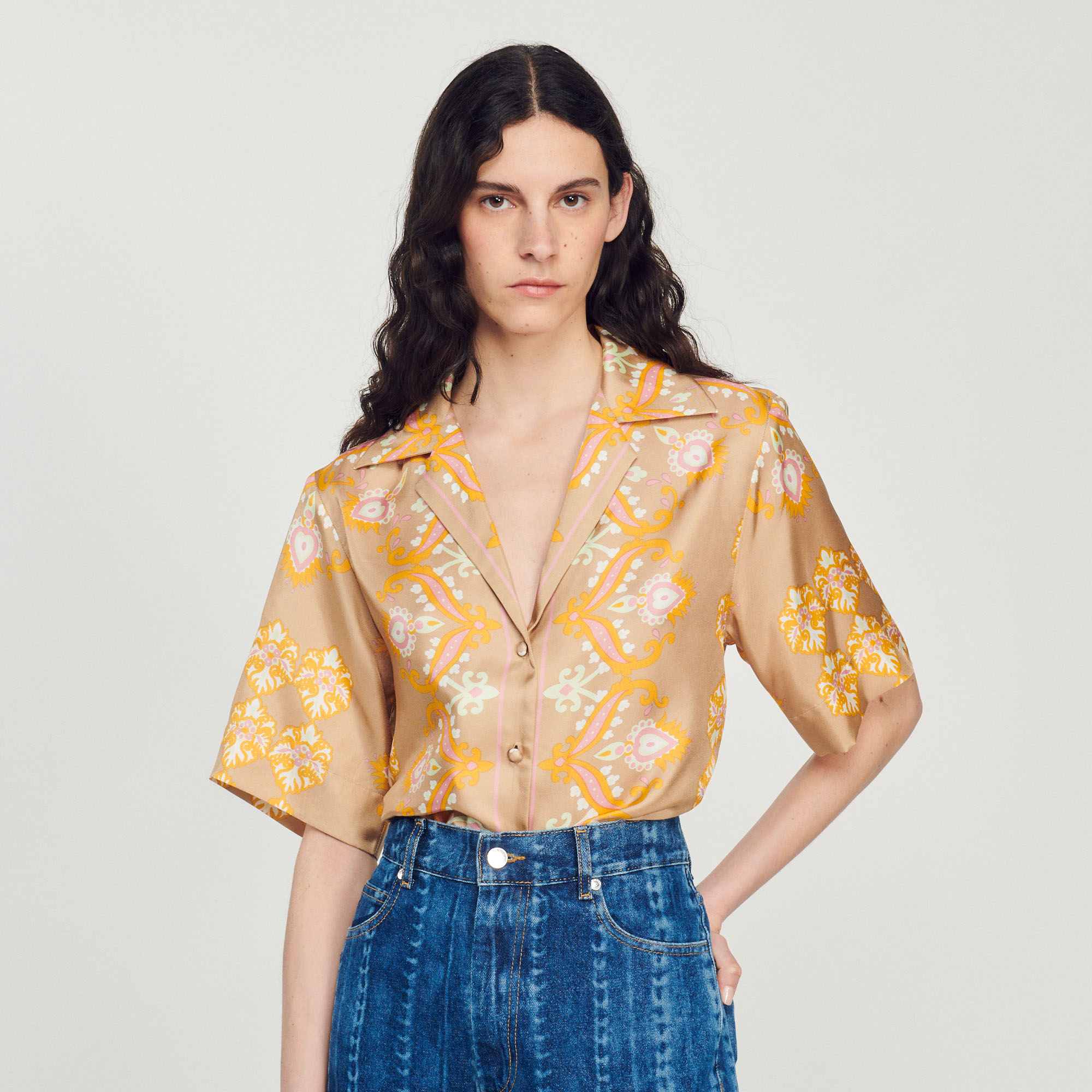 Chemise en soie imprimee