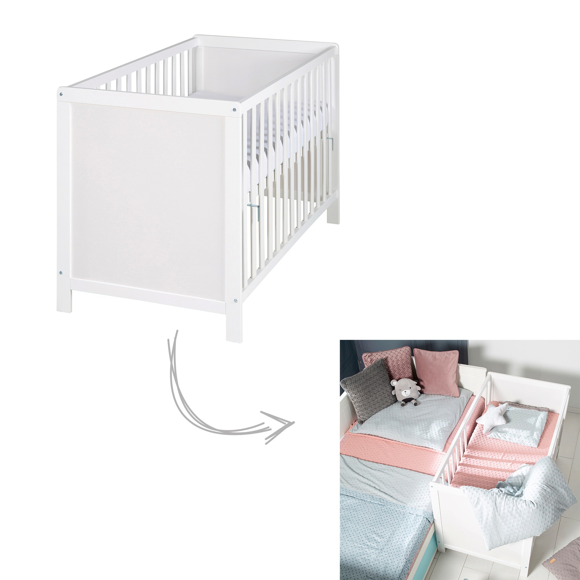 roba Beistellbett, 60 x 120 cm mit Matratze Universal