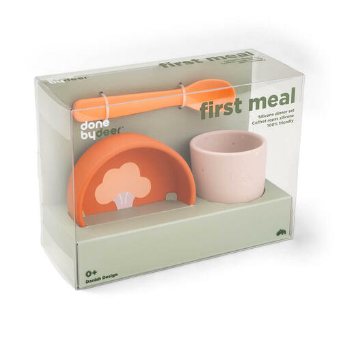 Coffret Premier Repas en Silicone Papaye - DONE BY DEER