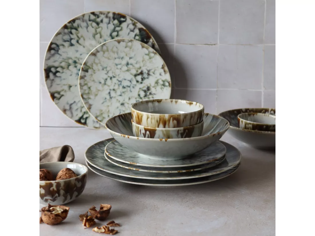Novastyl - Lot 6 Assiettes Grande Calotte Maka Porcelaine 26cm