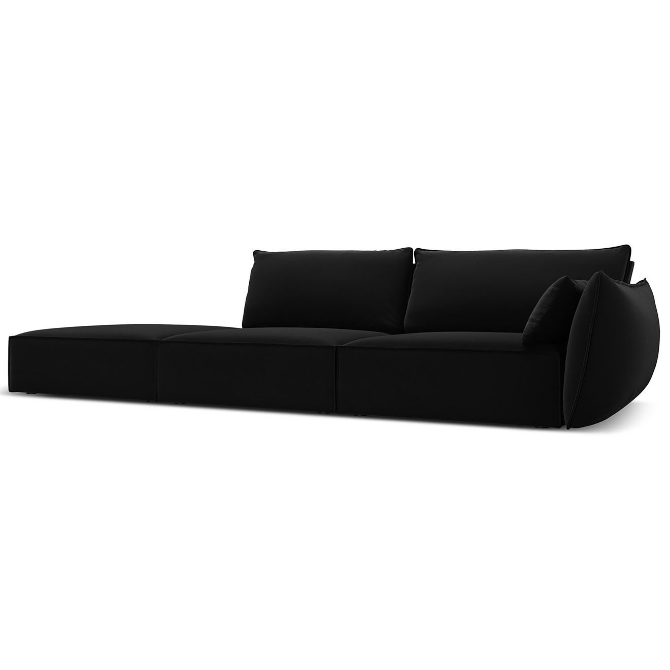 Mazzini Sofas Canapé droit  Velours Vanda 4 Places noir - 286x100x85 cm