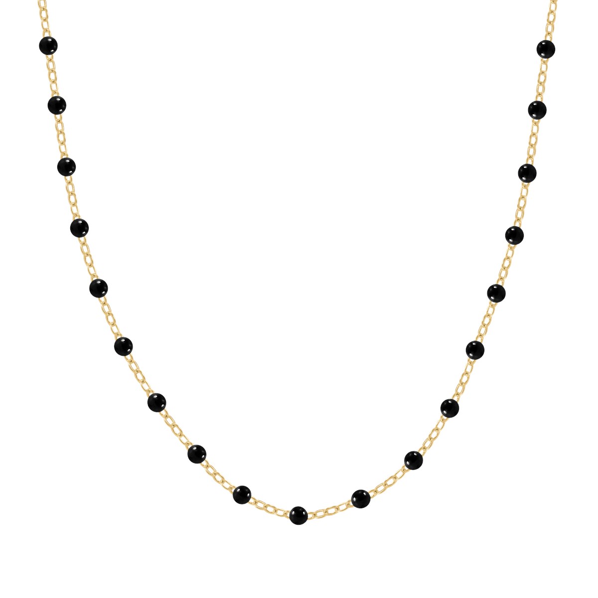 Collier à pierres noires en acier plaqué jaune