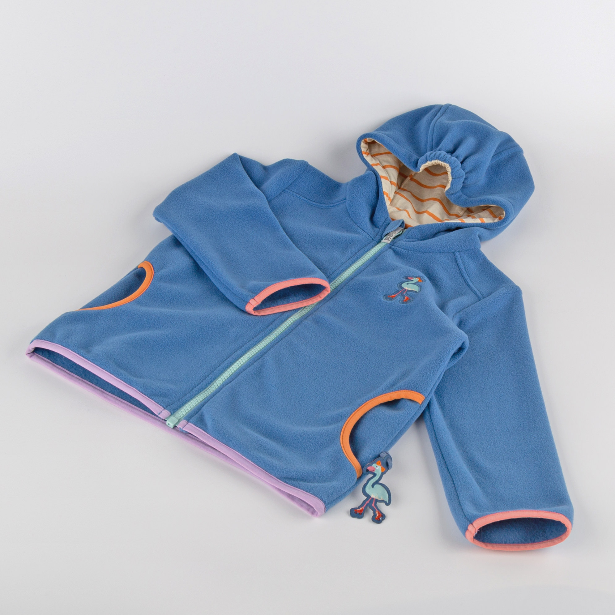 Kapuzen-Fleecejacke M - SKATING FLAMINGO in blau