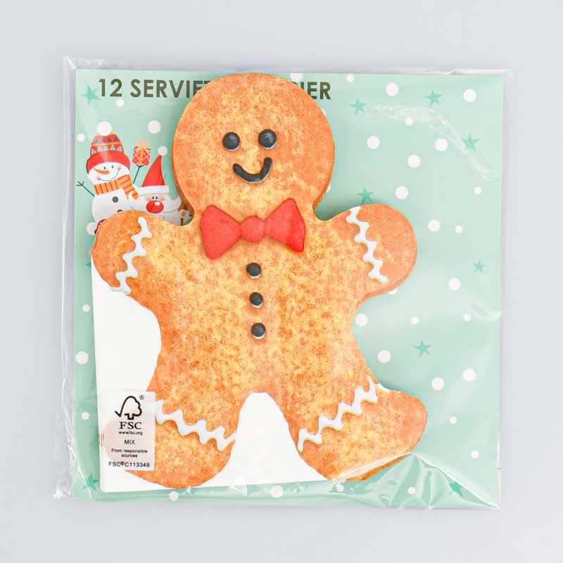 Lot de 12 serviettes 'Bonhomme pain d'épices'