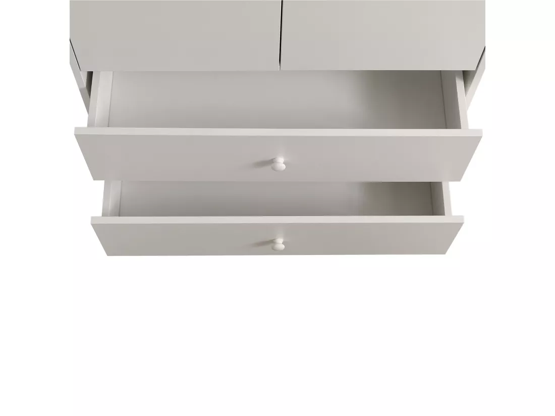 Armoire avec 2 portes et 2 tiroirs en panneaux de particules - H 175cm - Blanc