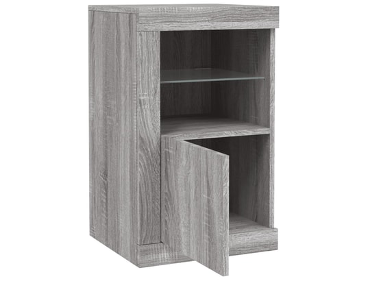 VIDAXL - Armoire de rangement Armoire latérale et lumières led sonoma gris bois d'ingénier...
