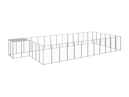 Chenil extérieur cage enclos argenté 770 x 330 x 110 cm 02_0000255
