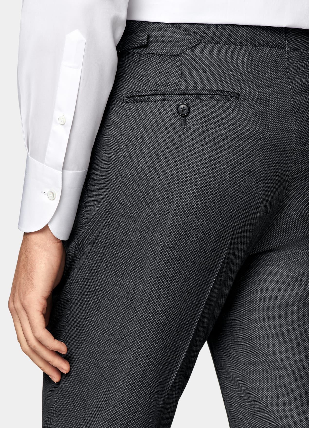 Pantalon de costume Slim Leg Straight gris foncé œil-de-perdrix