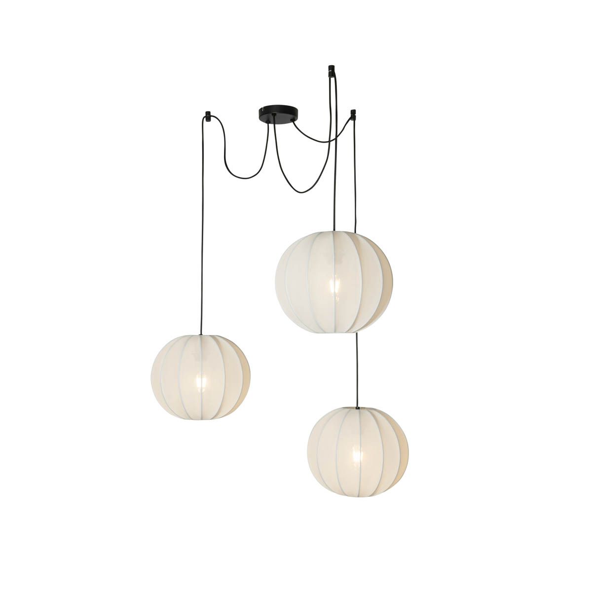 Japandi hanglamp wit zijden 30cm 3-lichts - Plu