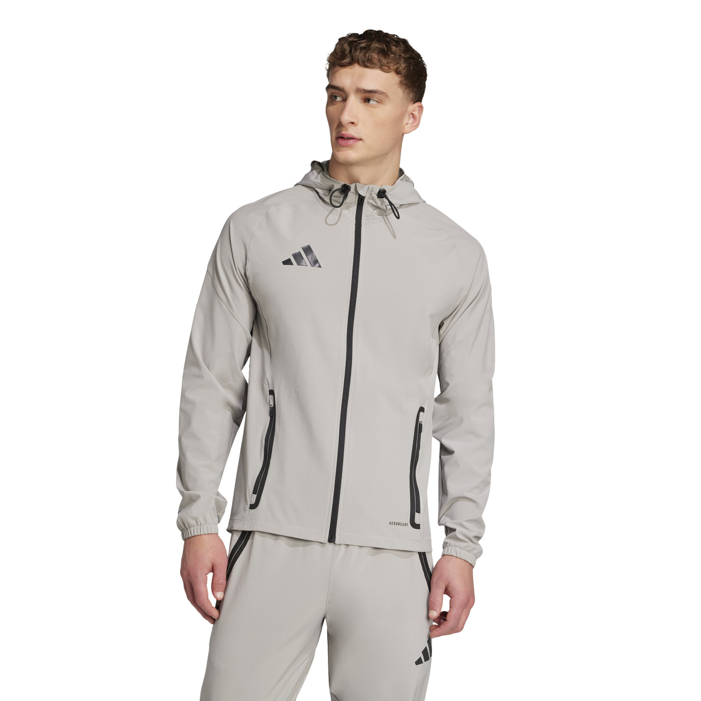 Adidas Tiro 25 Vis Tech Competition Hooded Trainingsjack Grijs Zwart
