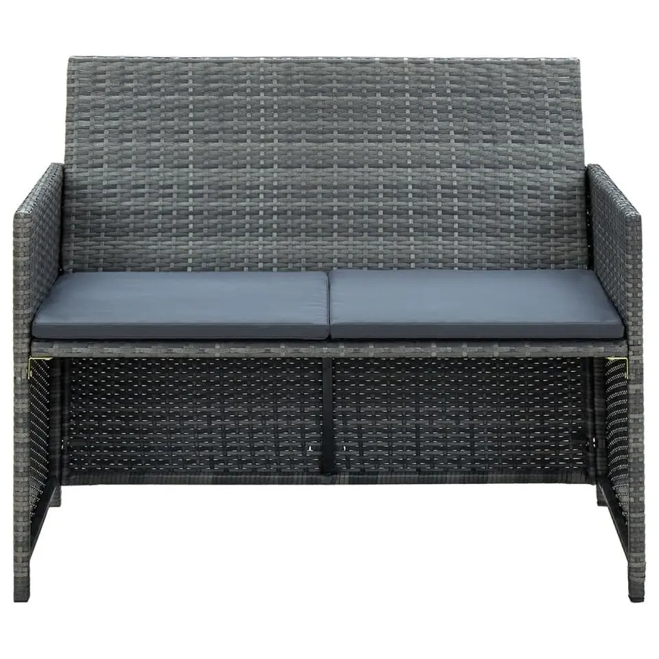 vidaXL - Bank - Grijs - Poly rattan