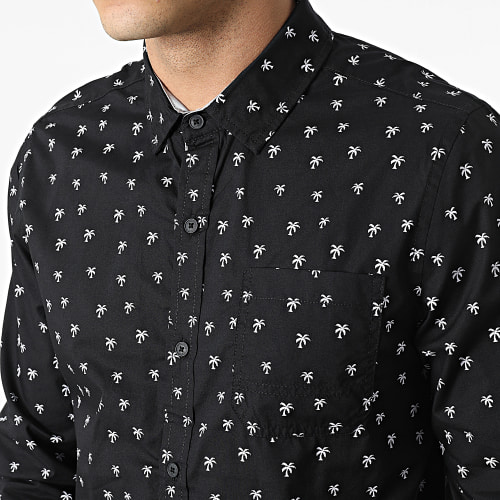 Chemise Manches Longues Floral H6313Z Noir