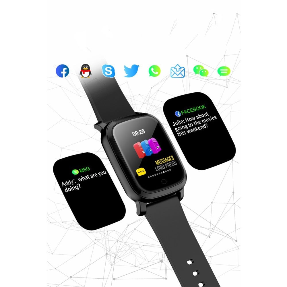 Spritzwasserfester Fitness Tracker Smart Watch mit Herzfrequenz- / Körpertemperaturmessung und 1.3