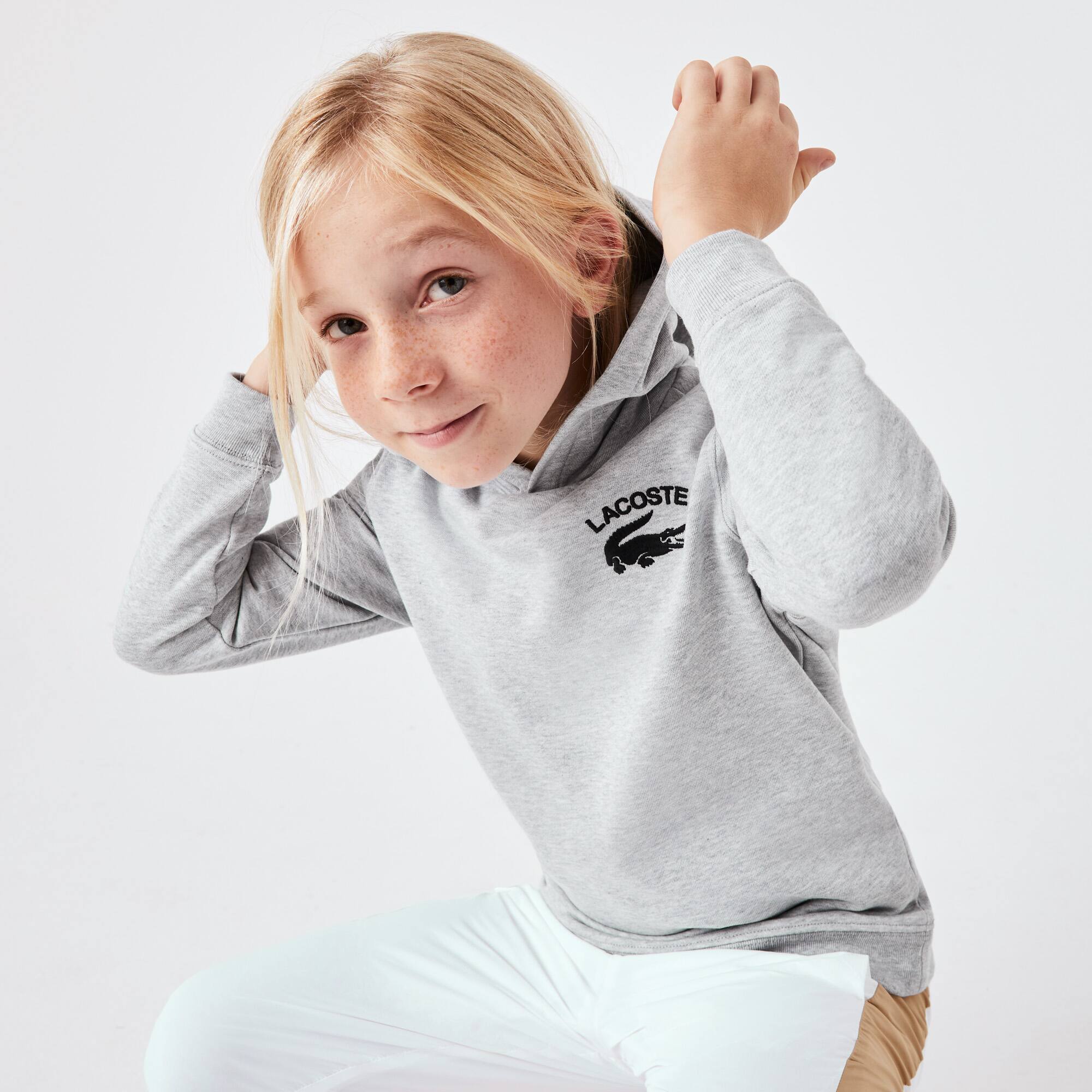 Sweatshirt à capuche garçon Lacoste avec imprimés Pullovers & Sweatshirts - Gris - Lacoste - Garçon