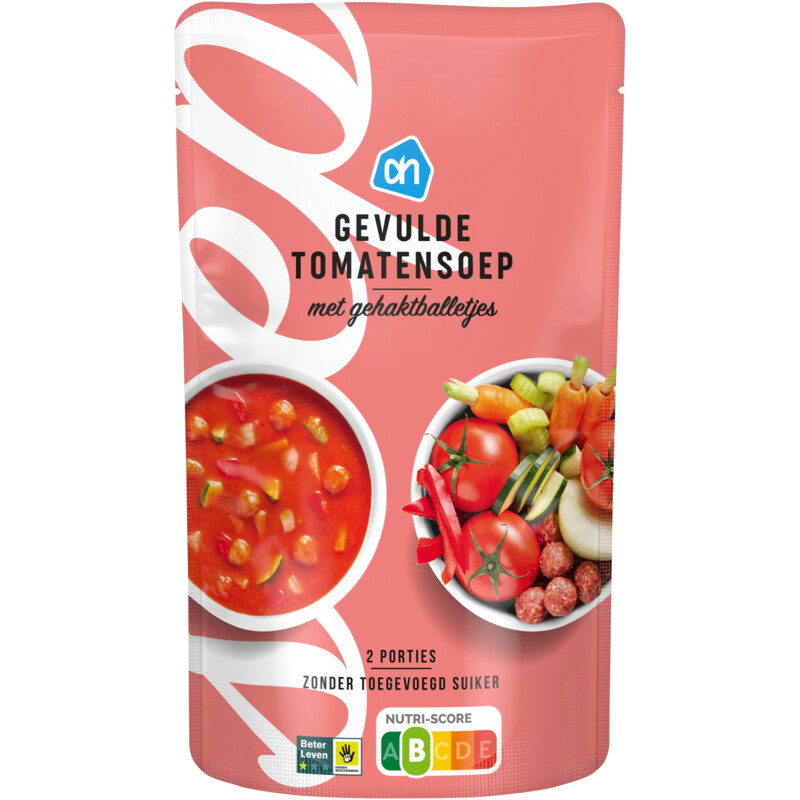 AH Gevulde tomatensoep met gehaktballetjes