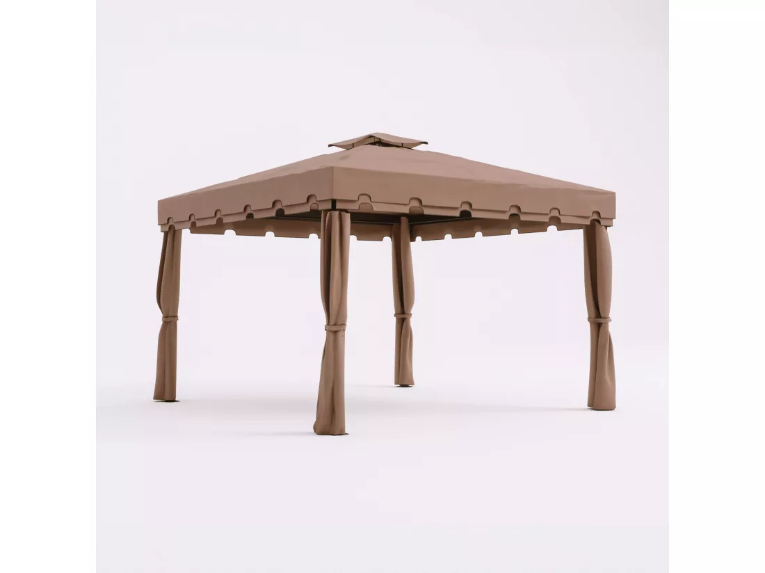 Gazebo Nuxia 3x3 m Polyester Aluminium Marron Clair Noir