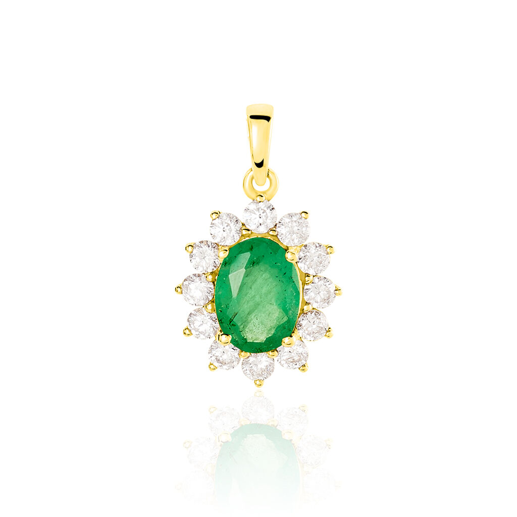 Pendentif Vladimir Or Jaune Emeraude Et Diamant