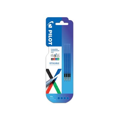 4 Recharges Frixion Ball - 4 couleurs - pointe fine - bleu