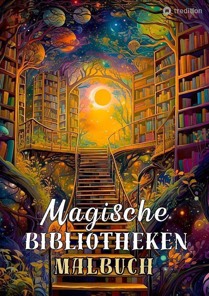 Magische Bibliotheken Fantasy Malbuch Fantasiewelt Bücher - Ausmalbilder für Stressabbau und Achtsamkeit Magische Sammlung von Fantasy-Welten rund um Bücher