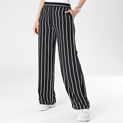Pantalon Flare A Rayures Femme Star Bora Noir