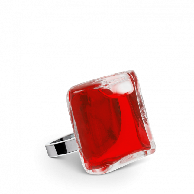 Bague en verre soufflée - Carré Mini Transparent
