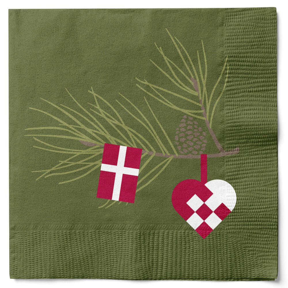 Det Gamle Apotek  Dansk Jul servietter, 20 stk. - grøn