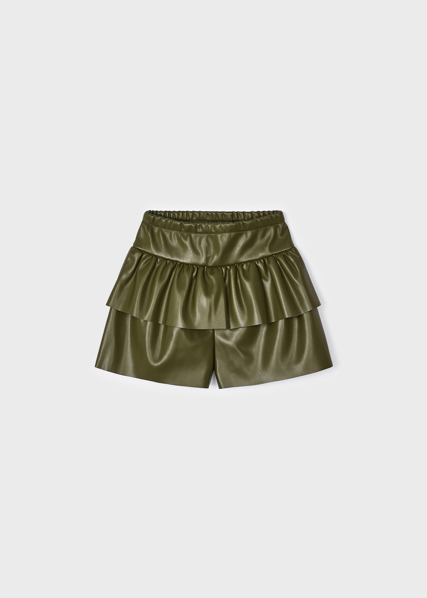 calças culote de couro sintético para meninas