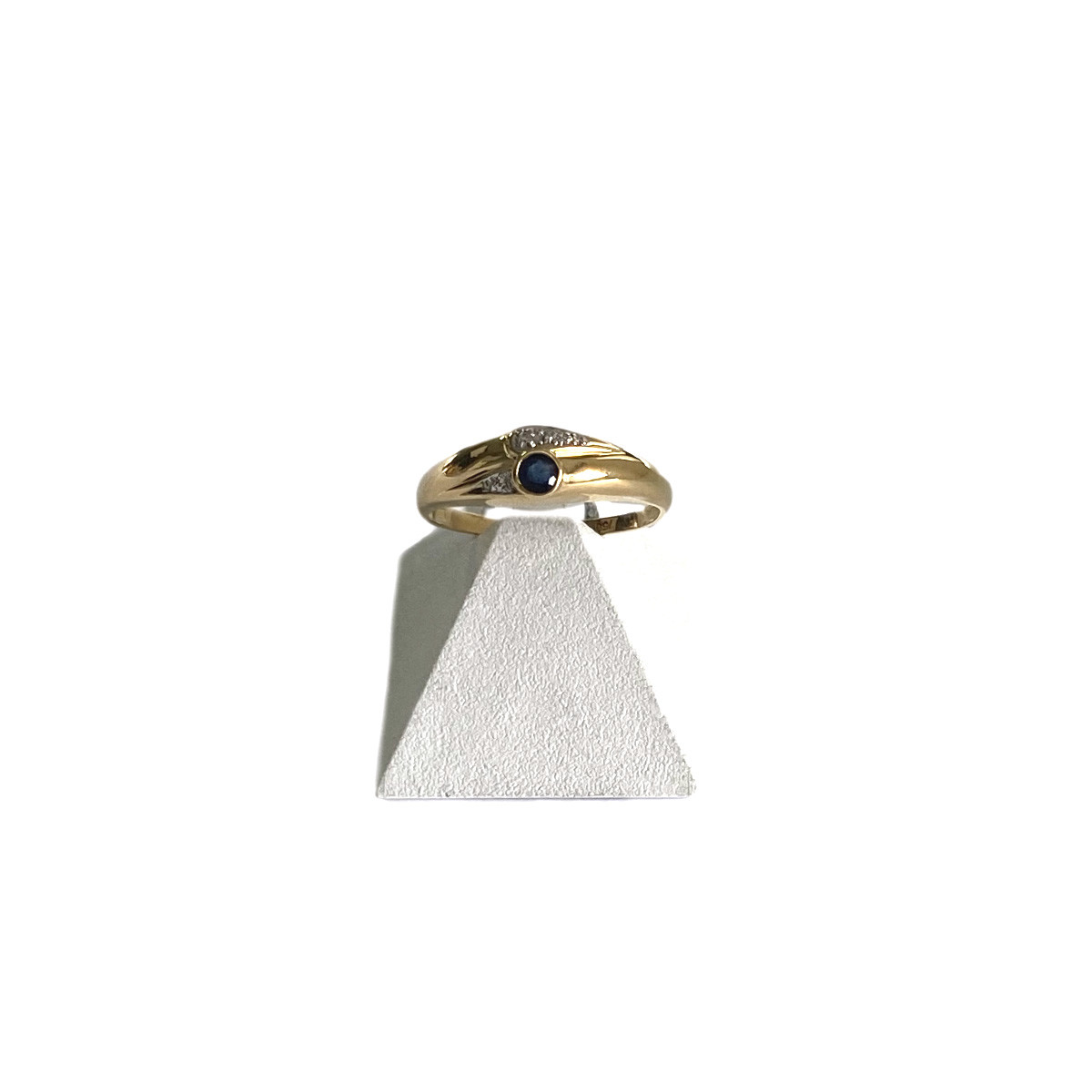Bague d'occasion or 750 jaune 2 tons saphir et diamant