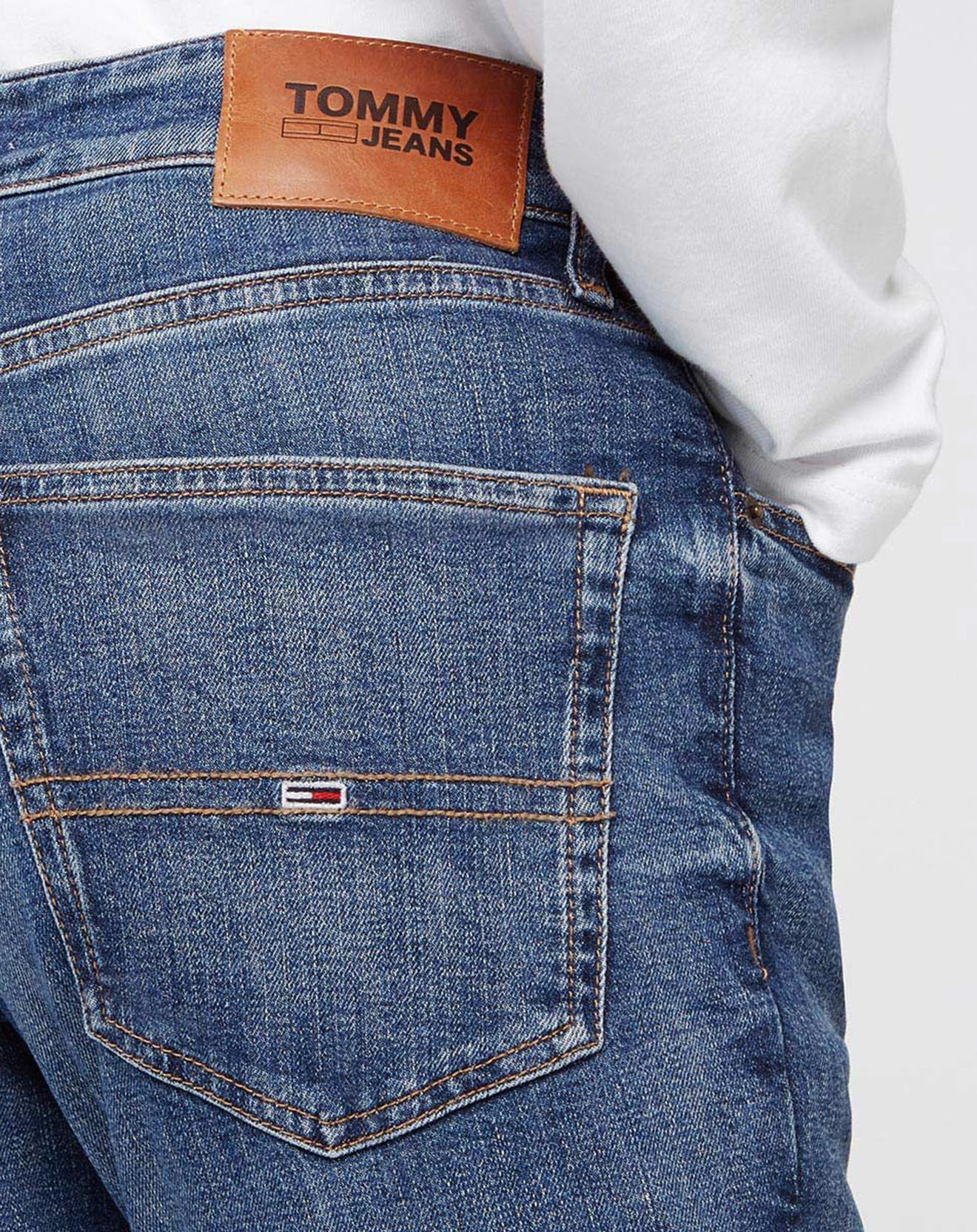 Tommy Jeans Jean Slim en Coton Bio Scanton bleu moyen