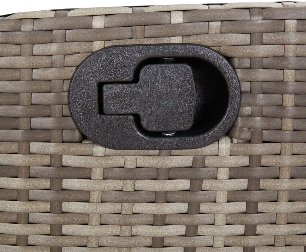 5-teiliges Garten-Essgruppe Grau 90x90 cm aus wetterfestem Poly Rattan mit Akazienholztisch und verstellbaren Sesseln Modernes Design für Balkon Terrasse Garten