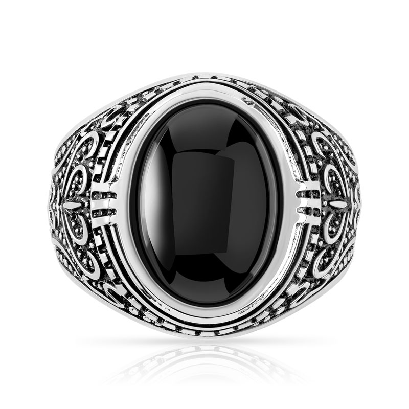 Bague argent 925 onyx imitation ovale