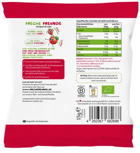 Freche Freunde Bio Party-Pops Apfel & Erdbeere