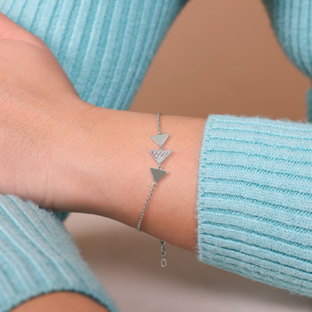 Armband 925 Silber rhodiniert mit Zirkonia 19cm