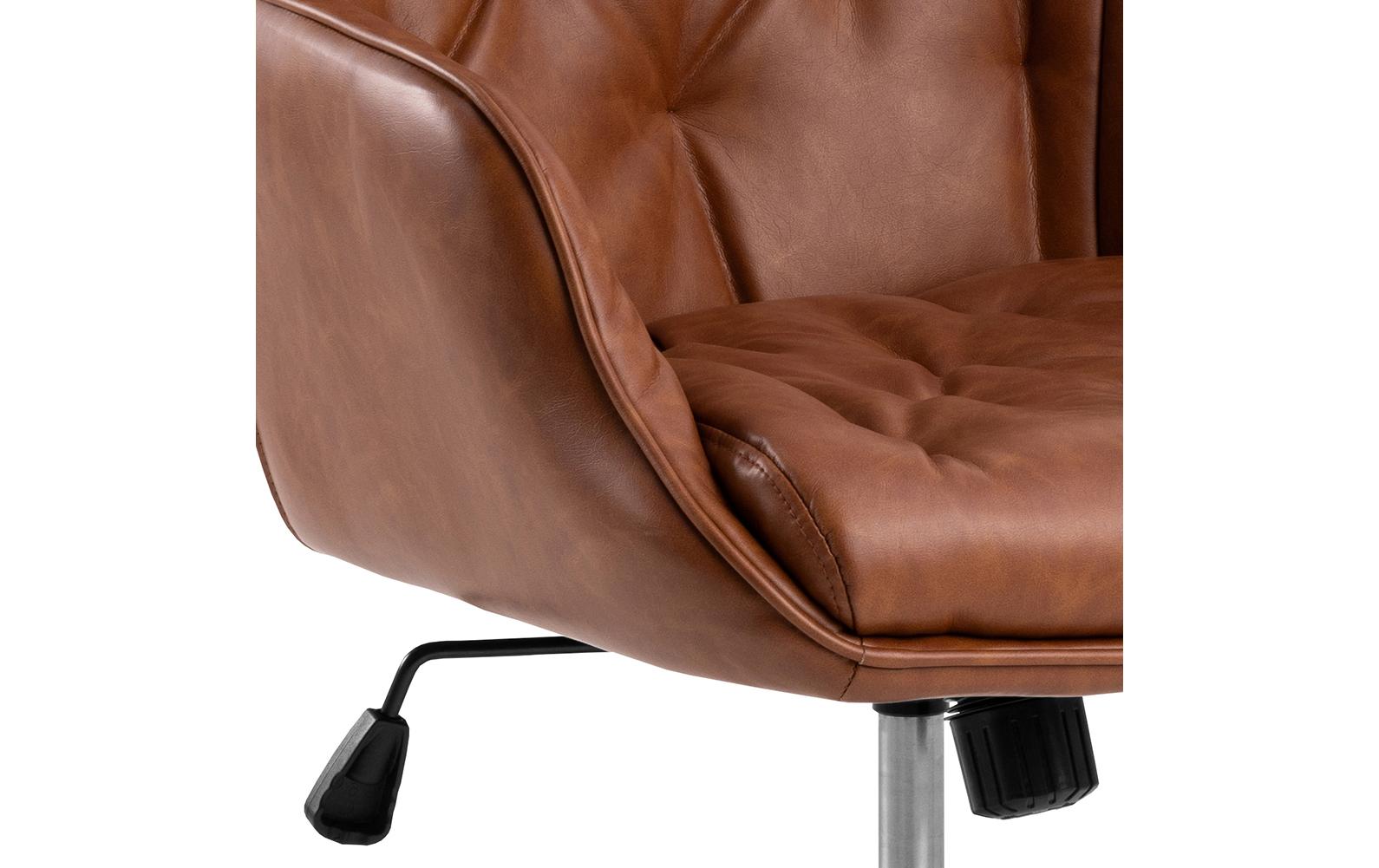 Bürostuhl Erik, mit Polsterrücken und Armlehnen, Cognac<br>Höhenverstellbarer Schreibtischstuhl