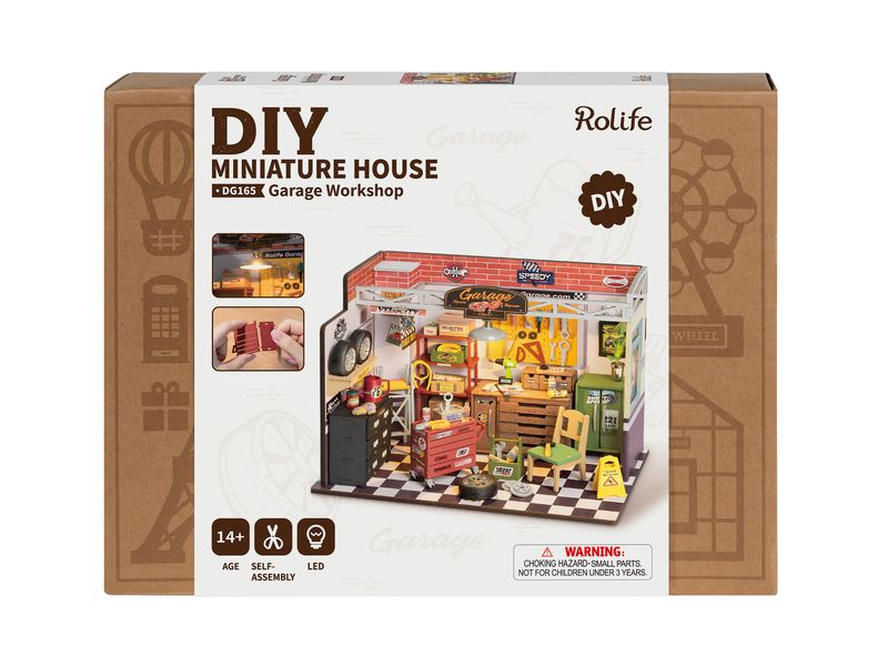RoboTime Bausatz Garage Workshop 157-teilig 3D-Puzzle aus lasergeschnittenen Holzteilen