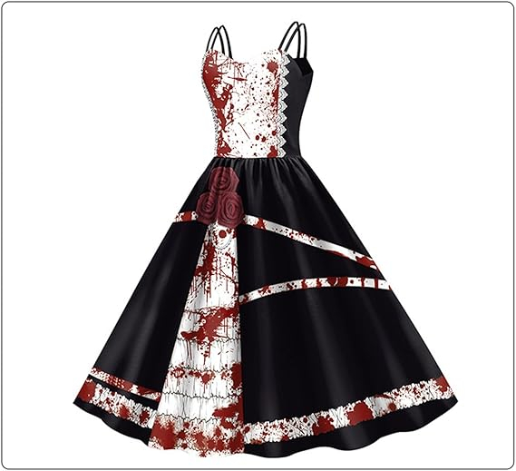 (175cm) Halloween Erwachsenen Kostüm Blutiges Kleid Verkleidung für Motto Partys / Fasnacht - Schwarz