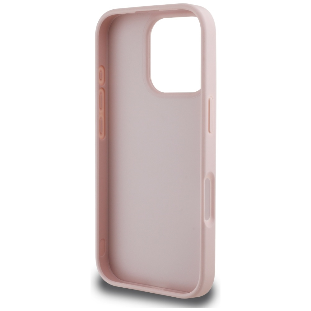 iPhone 16 Pro Leder Hardcase Hülle Grained 4G Big Metal Logo (GUHCP16LPGT4MBP) - Rosa