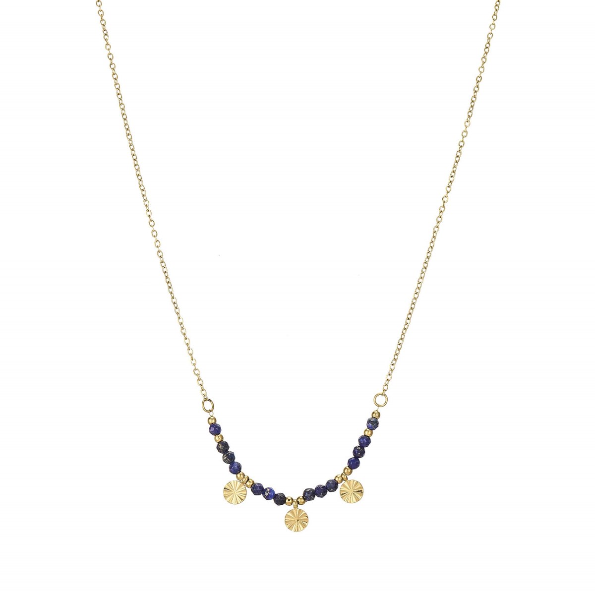 Collier Mako Lapis Lazuli acier doré or