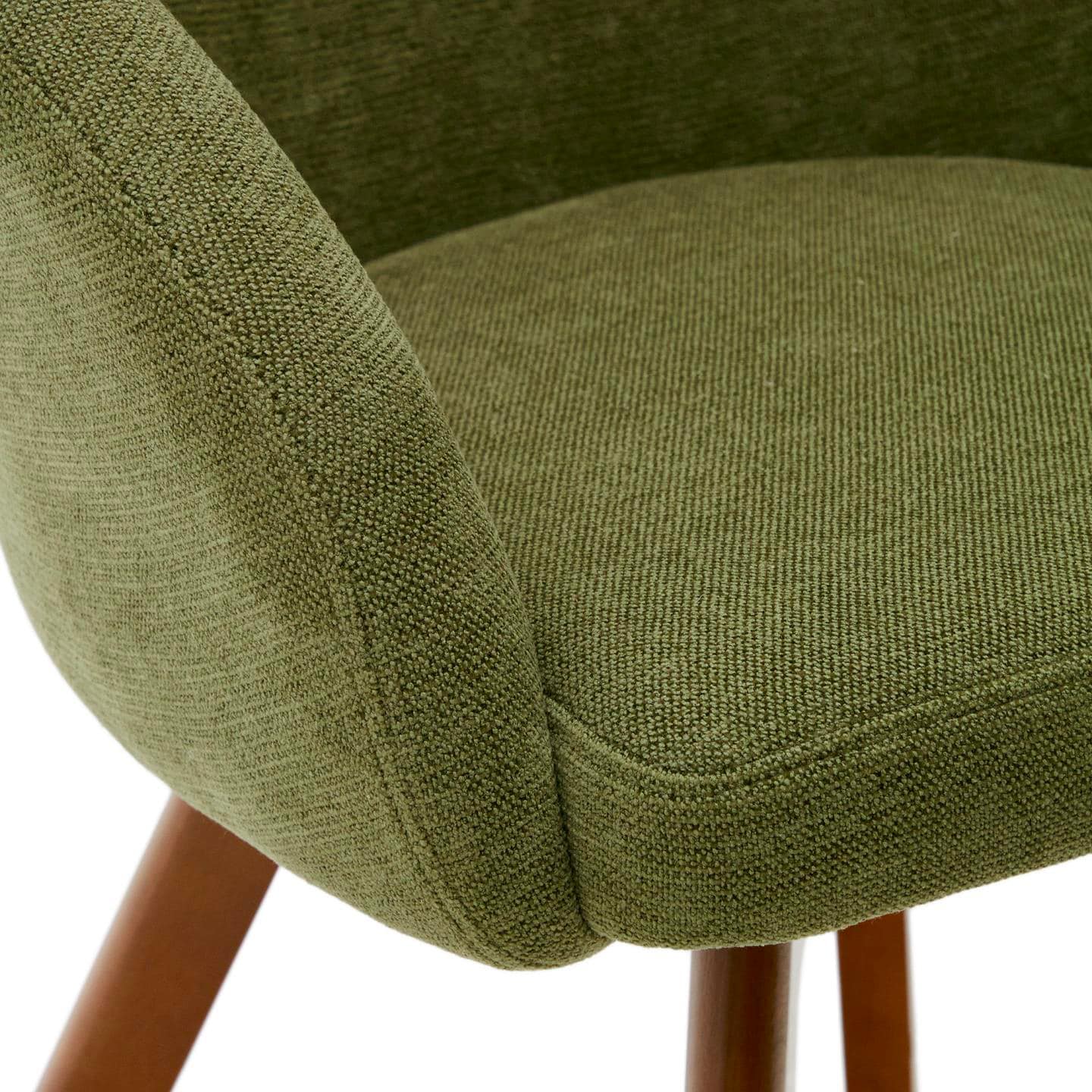 Kave Home Drehstuhl MARVIN grün/Buche massiv mit Nussholzfinish